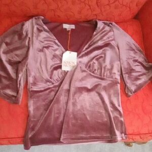 Nwt Knox Rose Mauve Velvet Blouse